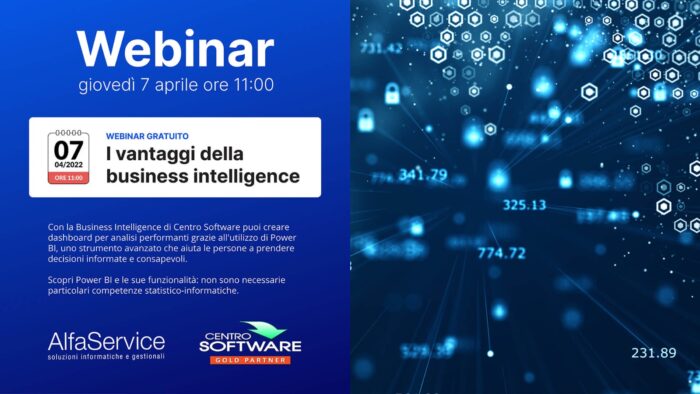 Webinar Centro Software Il modulo Business Intelligence e Data Mining di SAM ERP2 consente di creare dashboard performanti anche a fronte di grande mole di dati